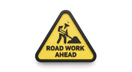 Fototapeta premium Road Work Ahead Warning Sign - Construction Symbol Illustration