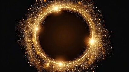 A decorative gold frame with sparkles on a black background, ideal for framing your favorite moments