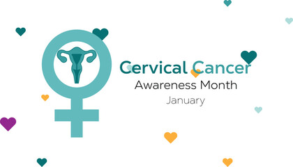Vector illustration on the theme of Cervical Cancer awareness month observed each year during January. banner, Holiday, poster, card and background design.