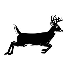 Obraz premium Vector Silhouette of an Agile White-Tailed Deer Leaping