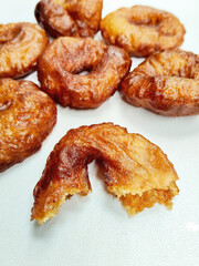 Freshly Fried Ali Agrem, a Traditional Donut-Shaped Indonesian Snack
