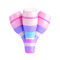 there are three colorful plastic cups sitting on top of each other