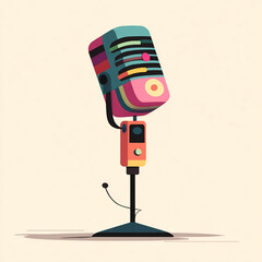 Microphone - A turquoise mic with an orange stand