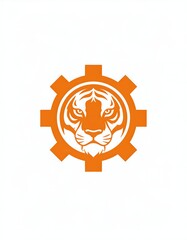 Orange tiger head in gear