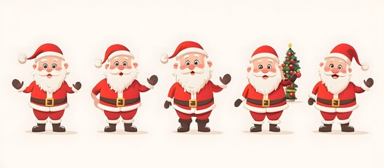 Fototapeta premium Santa Claus and Christmas cartoon character set vector illustration