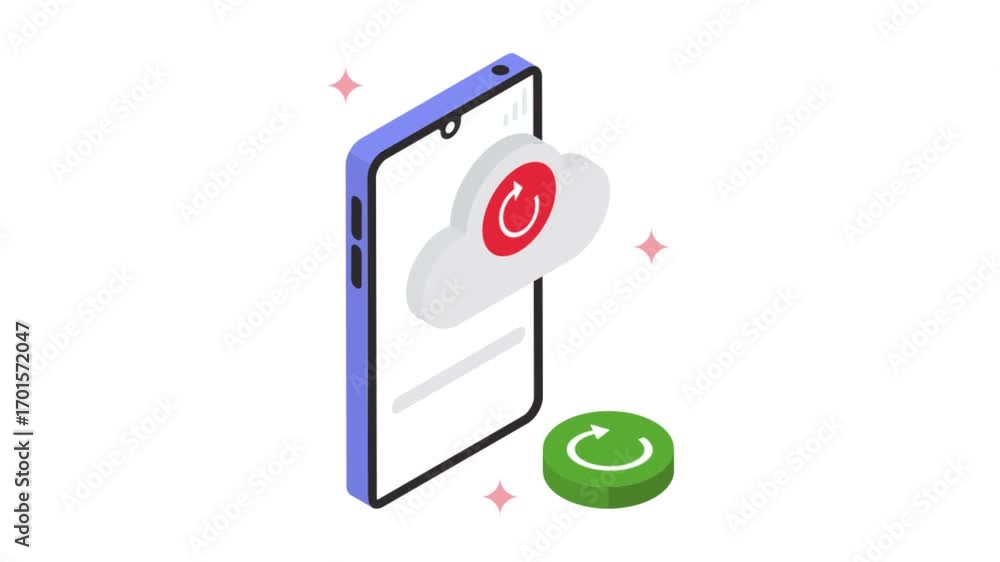 Poster cloud reload isometric animation mp4 file