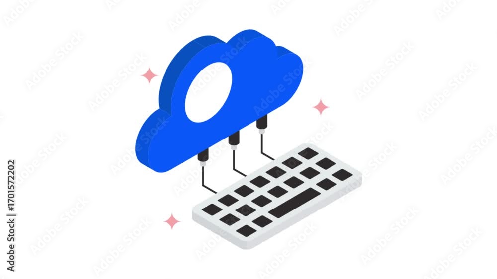Poster cloud programming isometric animation mp4 file