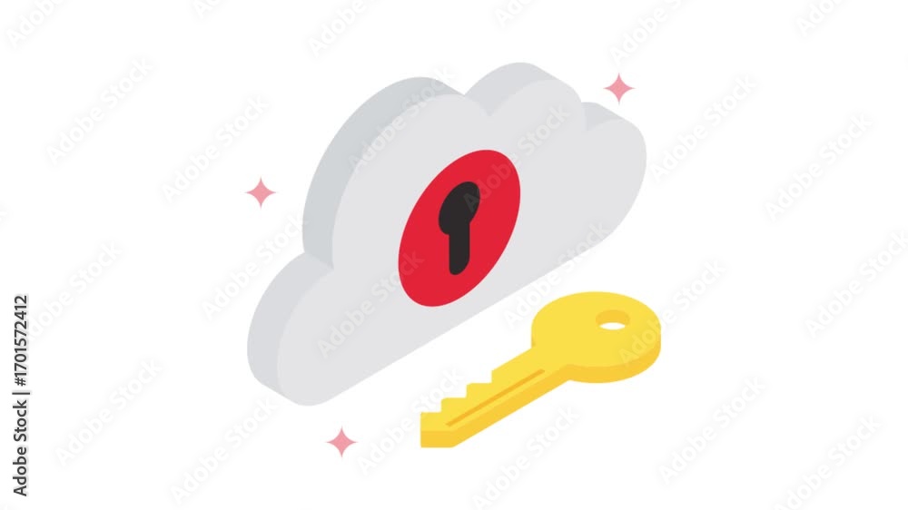 Poster cloud access isometric animation mp4 file