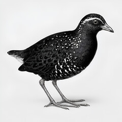 Fototapeta premium Black Banded Crake Realistic Detailed Bird with Black Stripes Isolated on Transparent Background