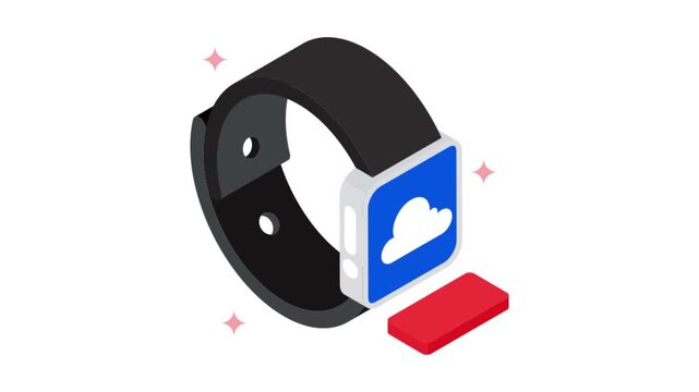 Cloud watch isometric animation MP4 file