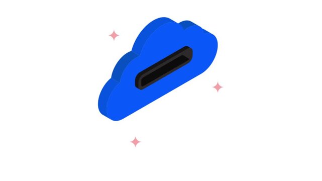 Cloud Invoice isometric animation MP4 file