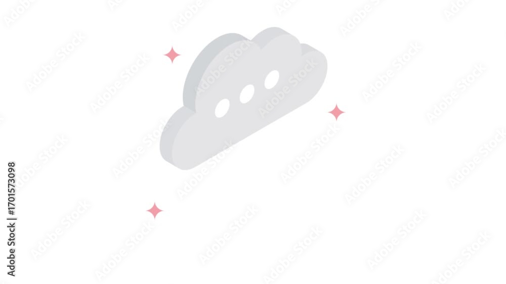 Poster cloud content/cloud hierarchy isometric animation mp4 file