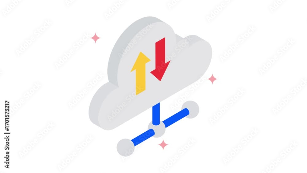 Poster cloud network isometric animation mp4 file