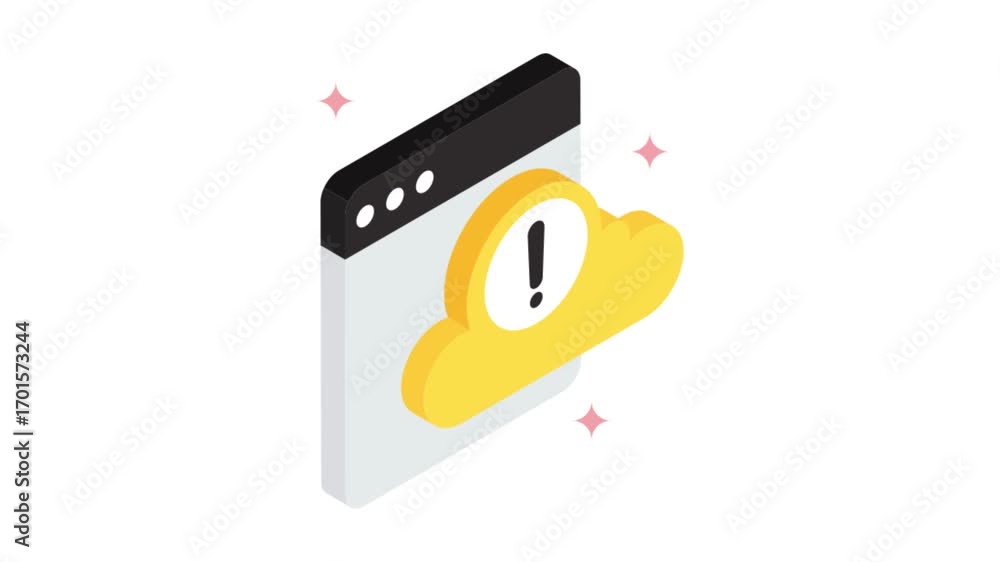 Aufkleber web cloud error isometric animation mp4 file