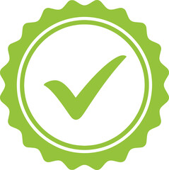 Green Checked Mark Icon on Circle with Transparent Background Design
