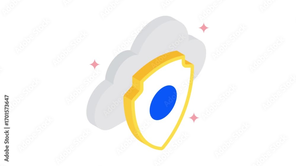 Poster cloud security isometric animation mp4 file