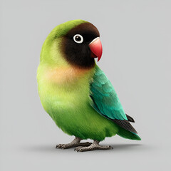 Black Cheeked Lovebird Realistic Detailed Bird Isolated on Transparent Background