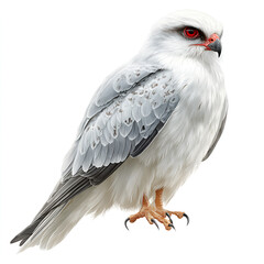 Fototapeta premium Realistic Illustration of a Black Winged Kite Raptor Isolated on White Background