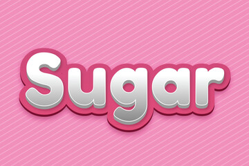 White sugar text on pink striped background word sweet