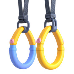 there are two rings hanging from the handles of a pair of handles