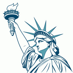Illustration of the statue of liberty, a symbol of freedom and democracy, showcasing its iconic torch and crown, representing american ideals and history © md ruhul11