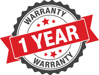 Obraz premium Isolated One Year Warranty Stamp on White Background