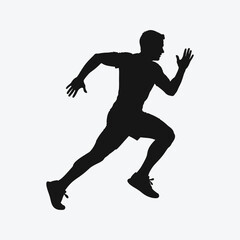 Vector art of silhouette of a male runner in motion