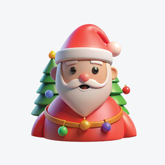 Vector art of cute cartoon santa claus character with christmas trees