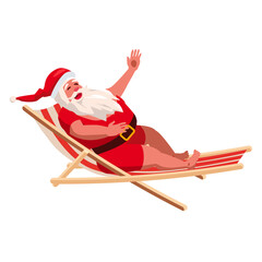 Santa Claus resting in deck chair