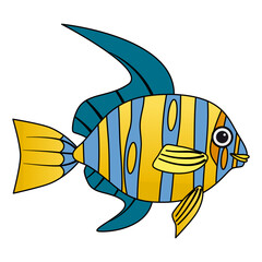 Tropical fish aquarium cartoon icon