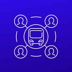 bus icon with people, line design