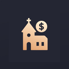 tithe icon, giving money to church vector