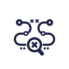 Traceability failure icon with a magnifying glass