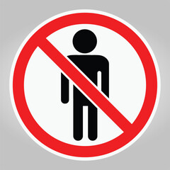 Prohibition Sign with No Person Symbol on Gray Background for Safety Guidelines