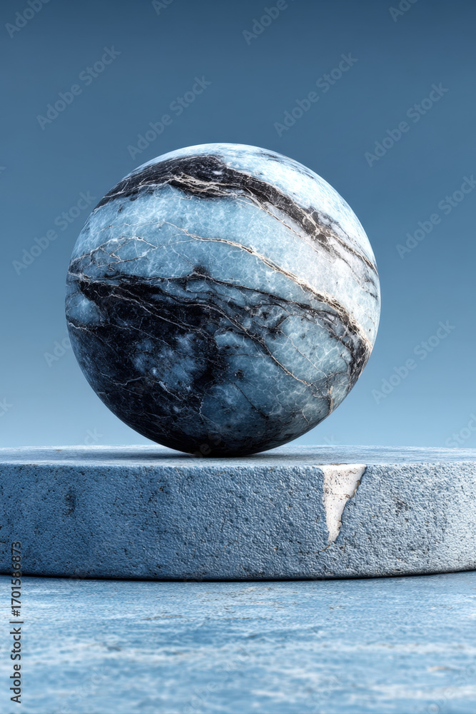 Poster minimal marble sphere on smooth pedestal with subtle vertical gradient background