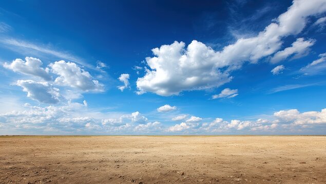 Expansive sky over a vast, dry plain