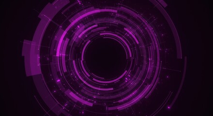 Abstract purple glowing circles on dark background futuristic technology design element.
