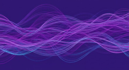 Abstract background with flowing purple and blue lines on a dark backdrop.