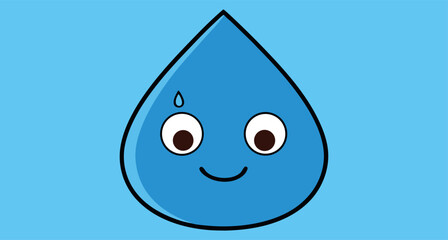 Cute Water Drop Character – Water, Drop, Liquid, Nature, Hydration, Cartoon, Cute, Icon, Vector