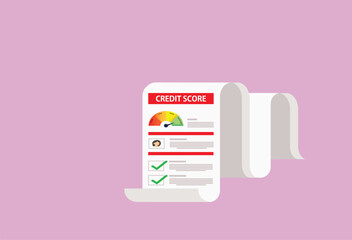 Credit score. Credit report document. Personal performance rating or customer feedback