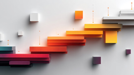 Colorful 3d zigzag ribbon timeline infographic with vibrant gradient blocks