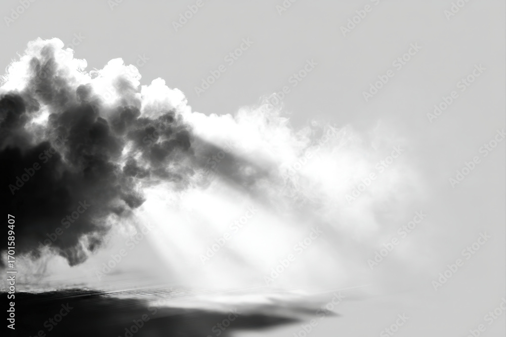 Poster soft floating mist with gentle fog effect on white background