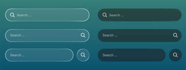 Liquid glass search bar with navigation buttons for social media ads