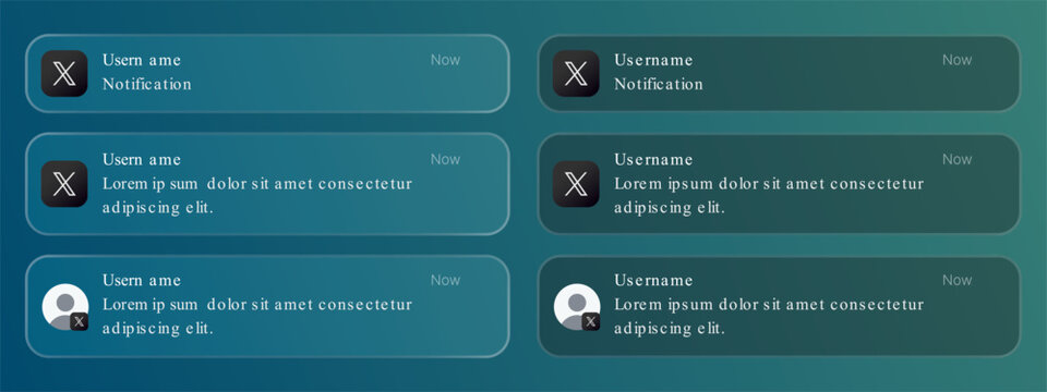 Notification template on iOS app screen. Showing chat alerts, message preview, and modern mobile interface for social media ads