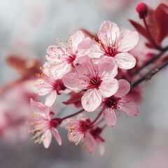 Pink Cherry Blossom Close-Up