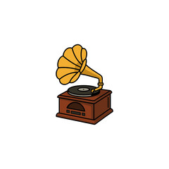 Flat Retro Gramophone Icon