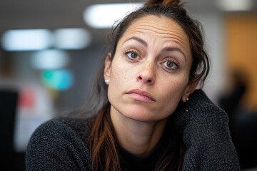 Obraz premium Woman seeking government welfare support at social services center