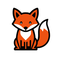 Obraz premium Charming cartoon fox illustration in bright orange colors for children's graphic design on transparent background 