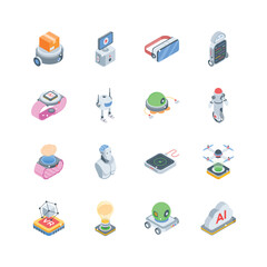 Get this handy set showing robot innovation isometric style icons