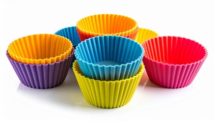 colorful cups on the white 